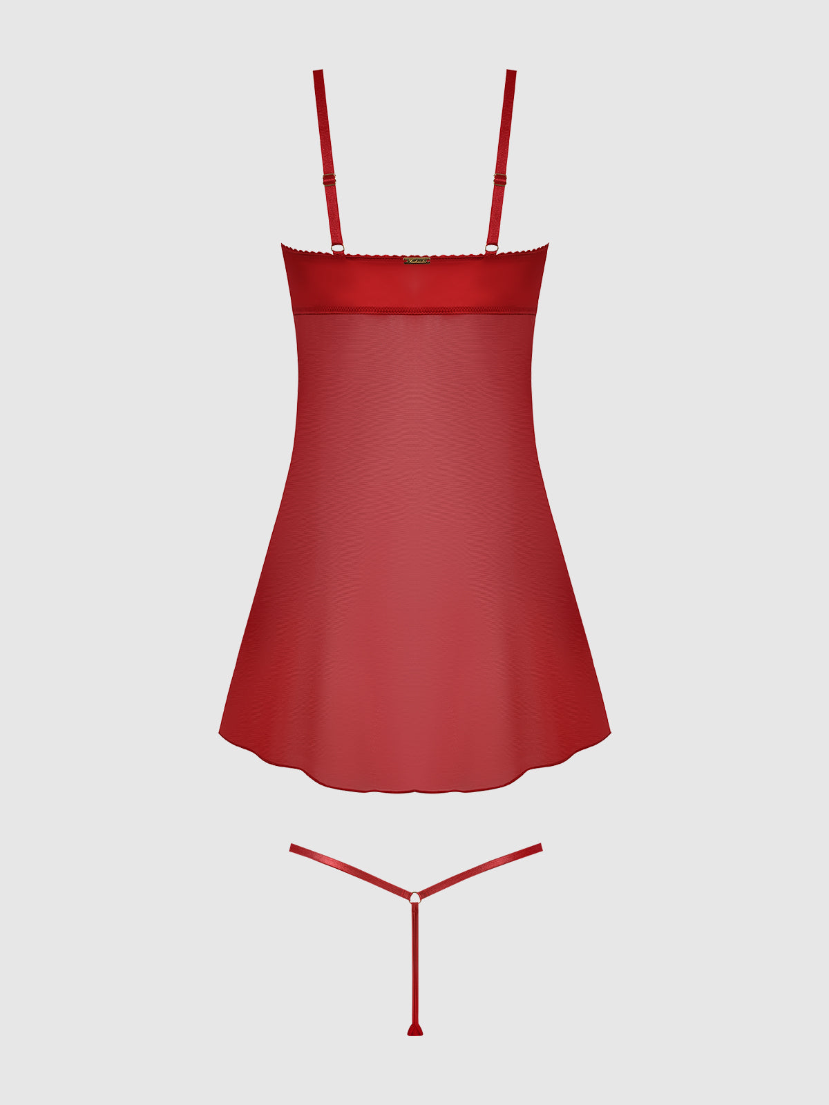 House of Desire Angelina Lips Embroidery Babydoll & Bow G-String Set - Red - product view