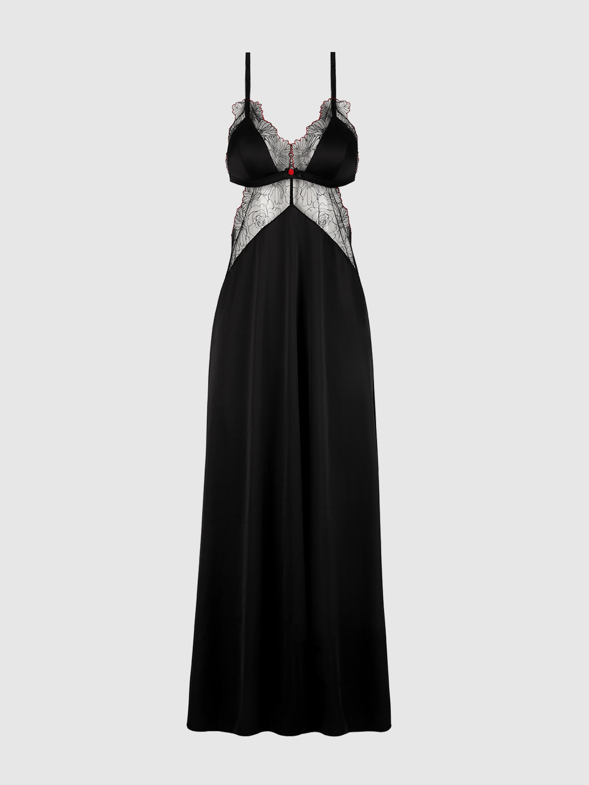 House of Desire Ilena Embroidered Tulle Triangle Top Long Gown - Black - product view