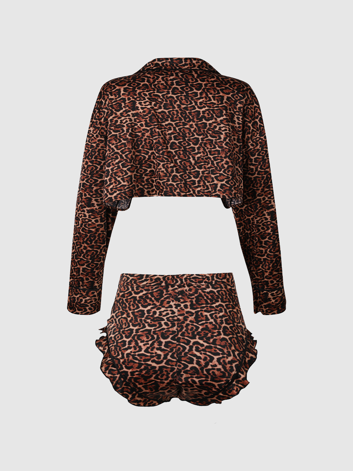 House of Desire Devon Leopard and Lace Sleep Set - Brown - product view