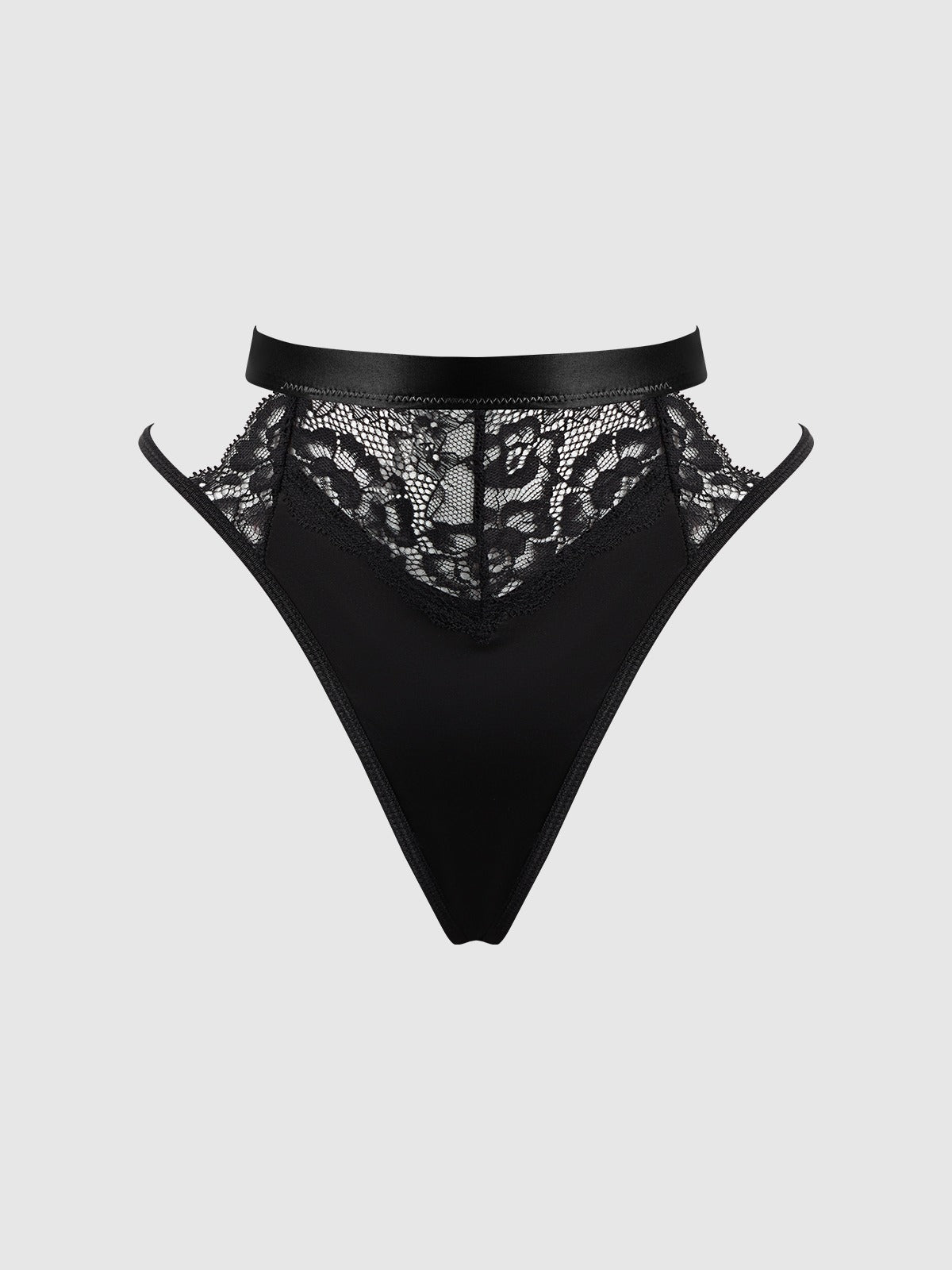House of Desire Natasha Satin & Lace Bow Tie G-String - Black - product view 6