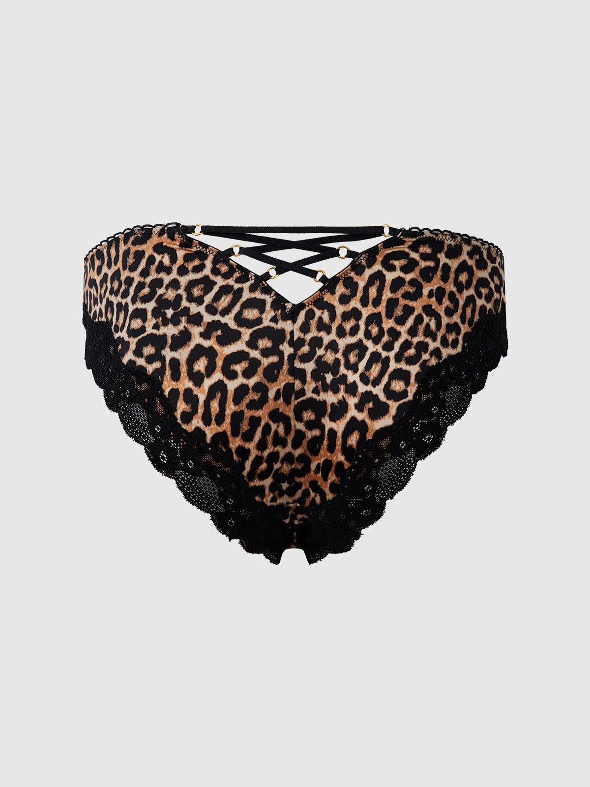 House of Desire Devon Micro & Lace Strappy Back Hipster - Brown - product view 4
