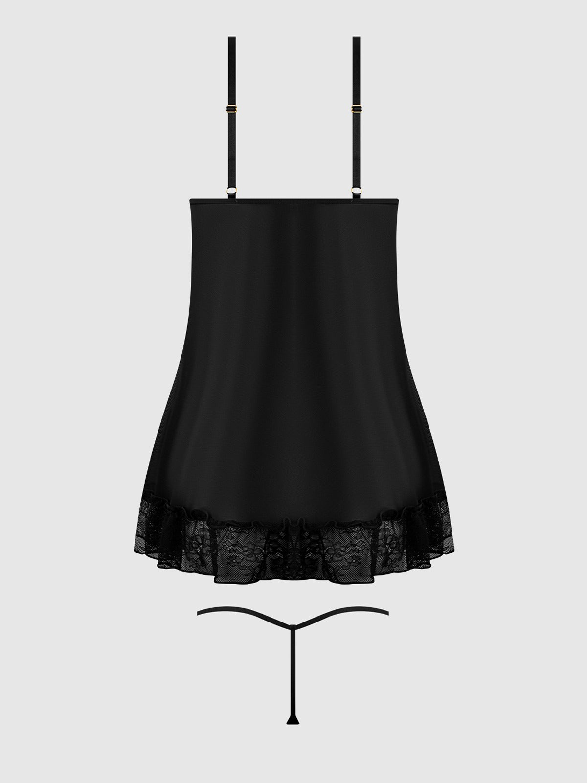 House of Desire Kiki Lace Babydoll & G-String Set - Black - product view 10