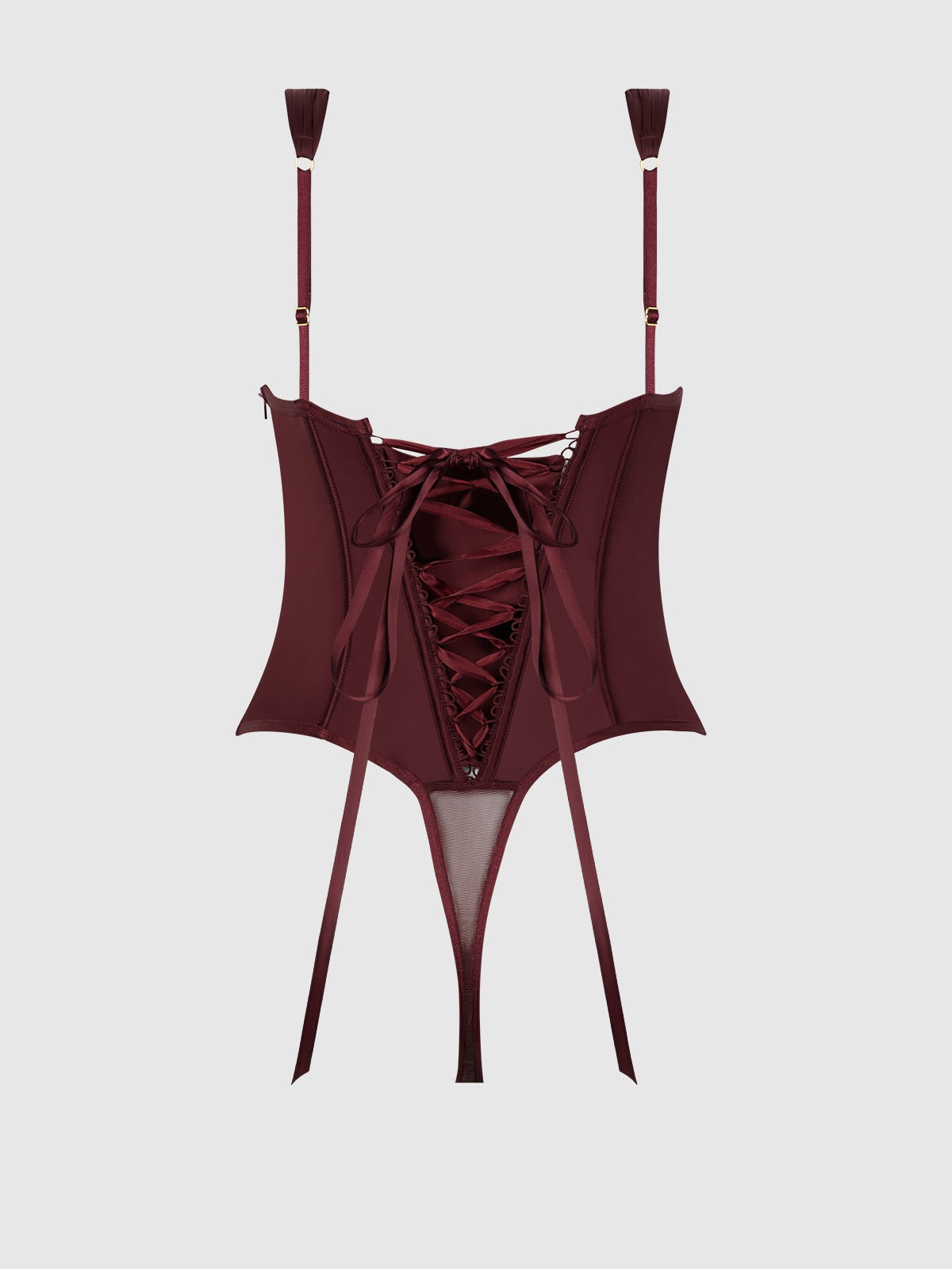 House of Desire Brigeta Satin Draped Push Up Teddy - Red - product view 4
