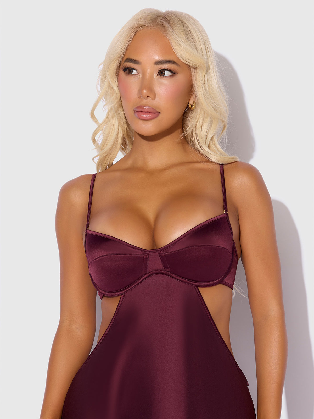 House of Desire Brigeta Satin Mono Wire Long Gown - Red - product view 2
