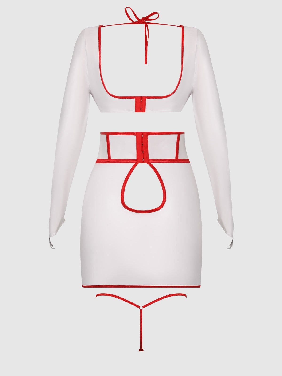 House of Desire First Aid Bra Top & Open Back Skirt Set - White - product view 7
