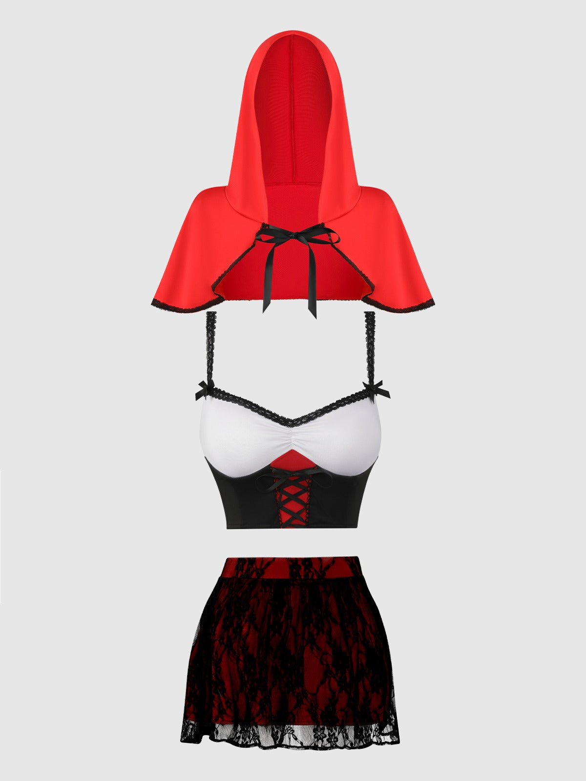 House of Desire Lil Red Bustier, Skirt & Hood Set - Multicolor - product view 6