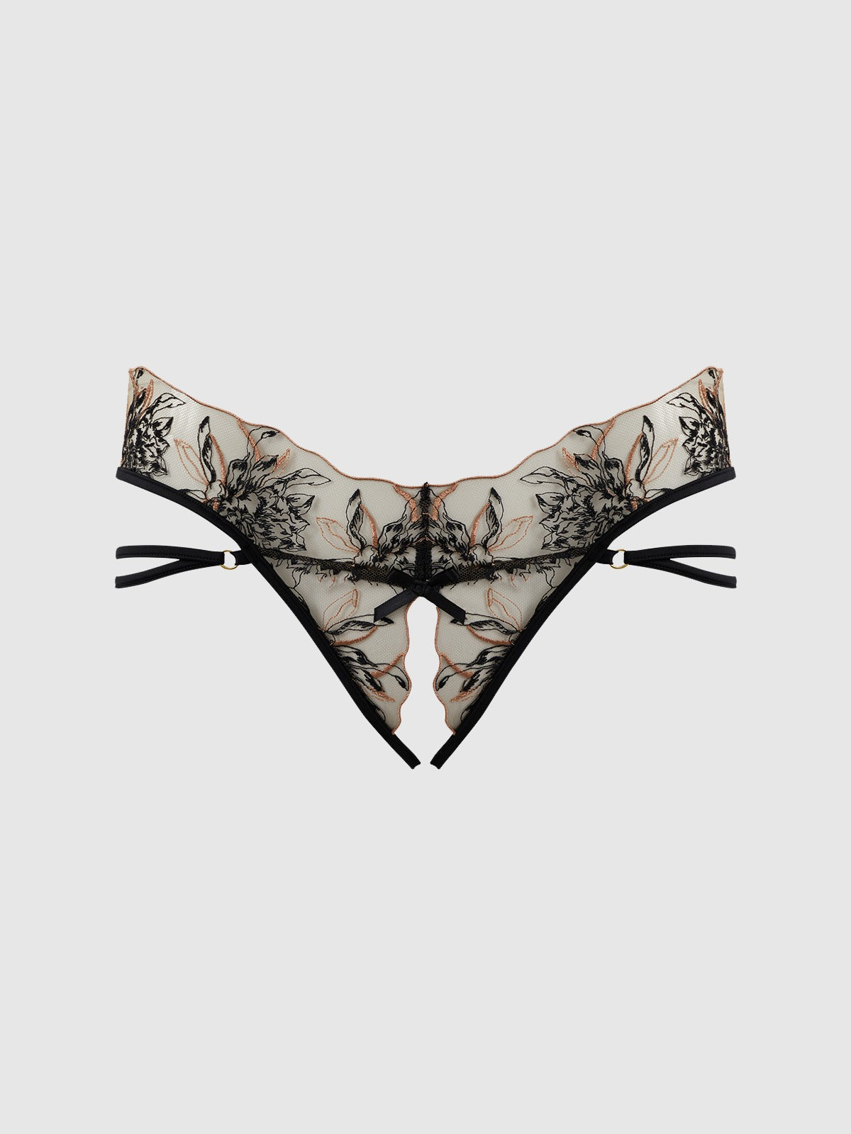 House of Desire Delilah Embroidered Strappy Crotchless & Backless Hipster - Multicolor - product view 6