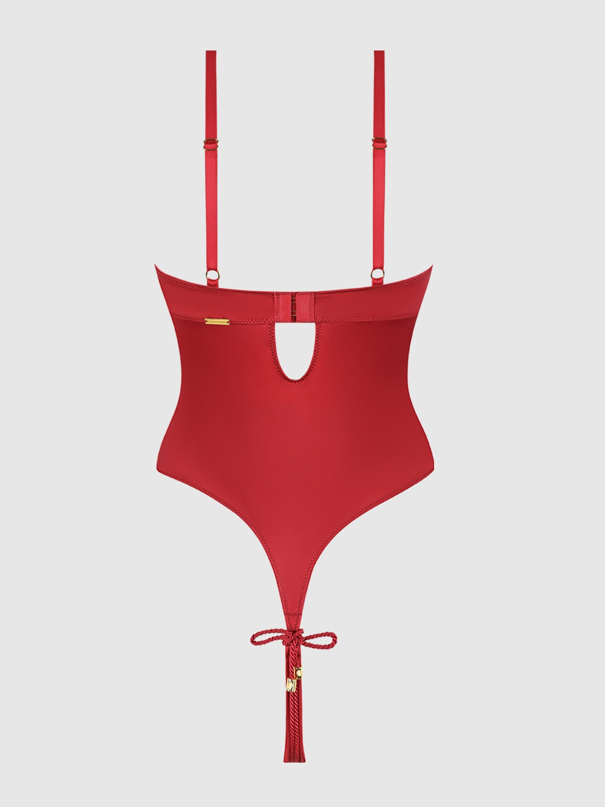 House of Desire Iryna Silky Micro & Rope Crotchless Teddy - Red - product view 6