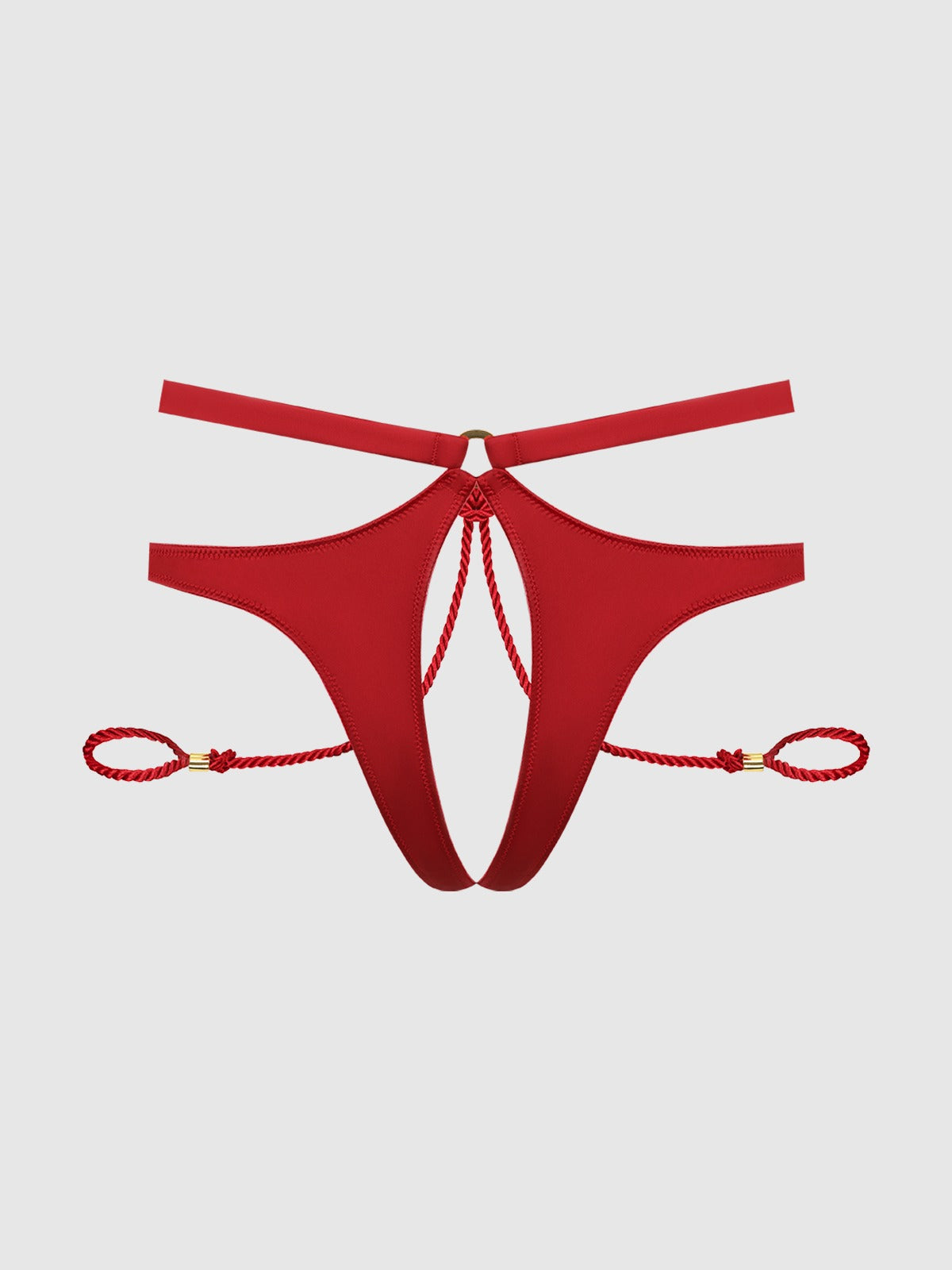 House of Desire Iryna Silky Micro & Rope Crotchless & Hand Cuff Hipster - Red - product view 4