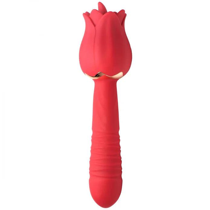 Inmi Bloomgasm Racy Rose Thrusting & Licking Rose Rechargeable Silicone Vibrator - Buy At Luxury Toy X - Free 3-Day Shipping