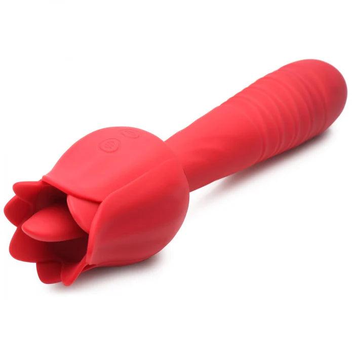 Inmi Bloomgasm Racy Rose Thrusting & Licking Rose Rechargeable Silicone Vibrator - Buy At Luxury Toy X - Free 3-Day Shipping