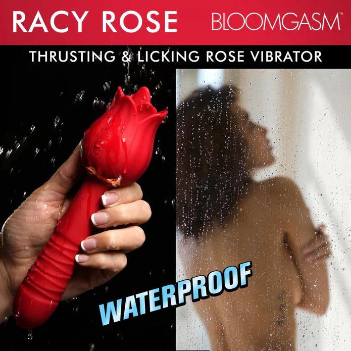 Inmi Bloomgasm Racy Rose Thrusting & Licking Rose Rechargeable Silicone Vibrator - Buy At Luxury Toy X - Free 3-Day Shipping