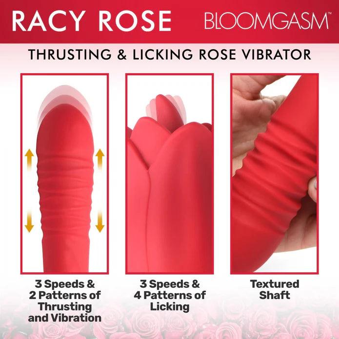 Inmi Bloomgasm Racy Rose Thrusting & Licking Rose Rechargeable Silicone Vibrator - Buy At Luxury Toy X - Free 3-Day Shipping