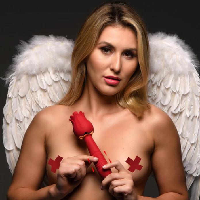 Inmi Bloomgasm Racy Rose Thrusting & Licking Rose Rechargeable Silicone Vibrator - Buy At Luxury Toy X - Free 3-Day Shipping