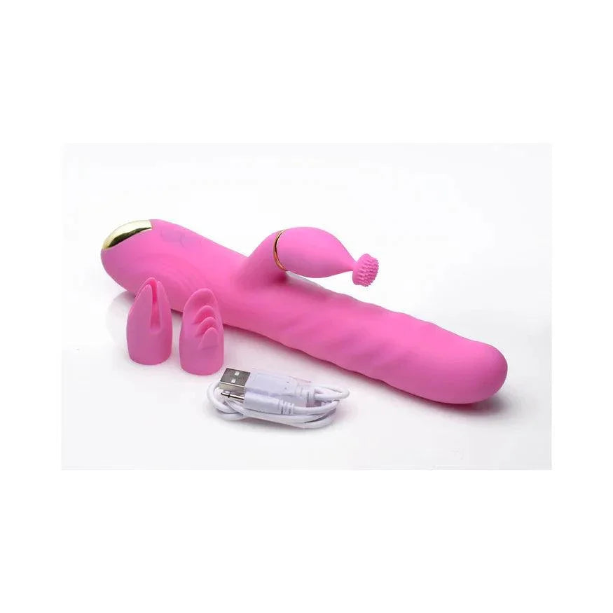 Inmi Versa-Thrust Rechargeable Silicone 10x Rabbit Vibrator with 3 Attachments - Buy At Luxury Toy X - Free 3-Day Shipping