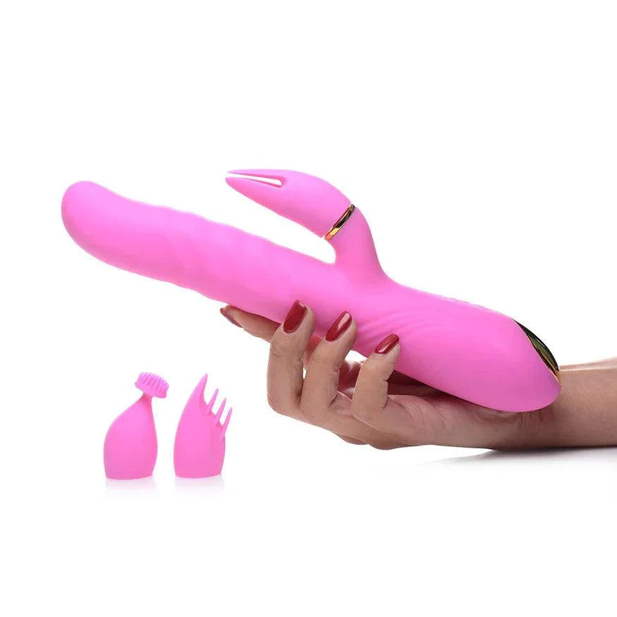 Inmi Versa-Thrust Rechargeable Silicone 10x Rabbit Vibrator with 3 Attachments - Buy At Luxury Toy X - Free 3-Day Shipping