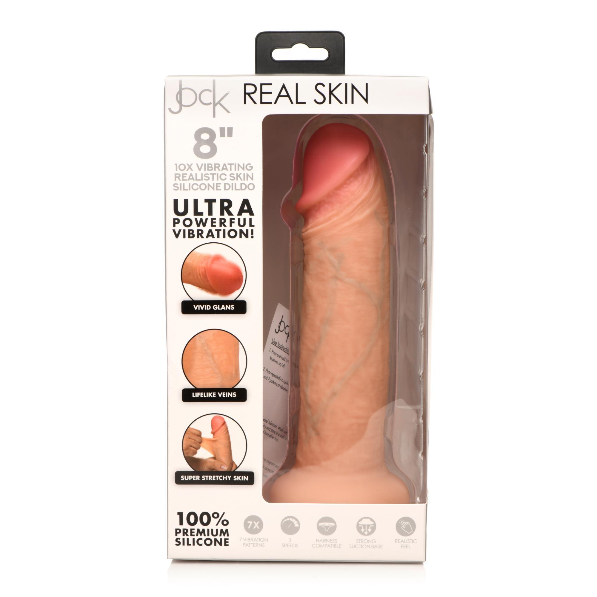 JOCK Real Skin 8" 10X Vibrating Realistic Skin Silicone Dildo - Buy At Luxury Toy X - Free 3-Day Shipping