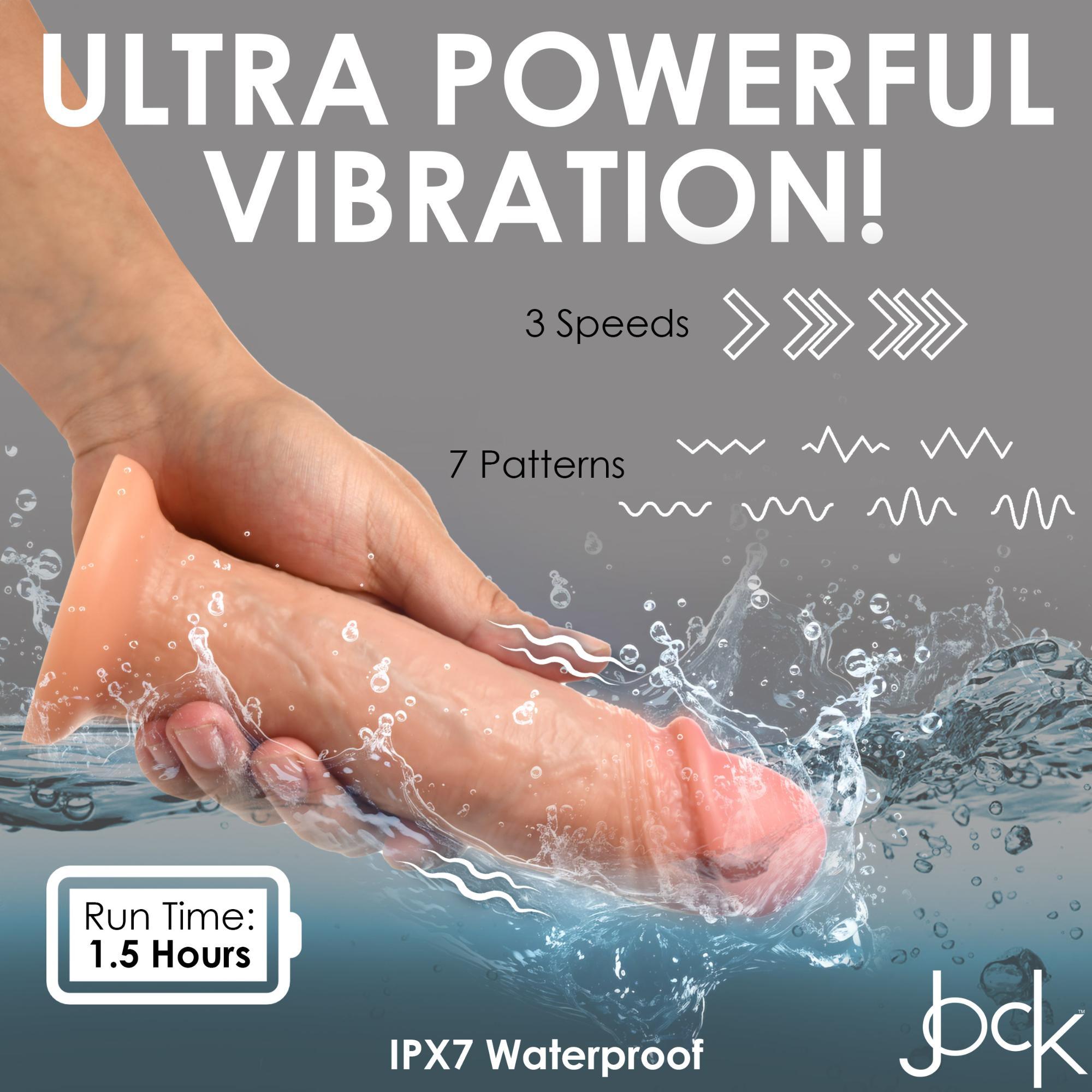 JOCK Real Skin 8" 10X Vibrating Realistic Skin Silicone Dildo - Buy At Luxury Toy X - Free 3-Day Shipping