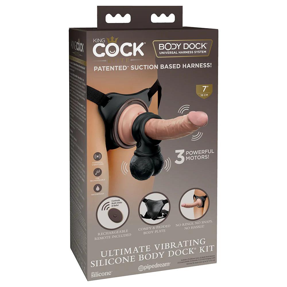 King Cock Elite Ultimate Vibrating Silicone Body Dock Kit - Buy At Luxury Toy X - Free 3-Day Shipping