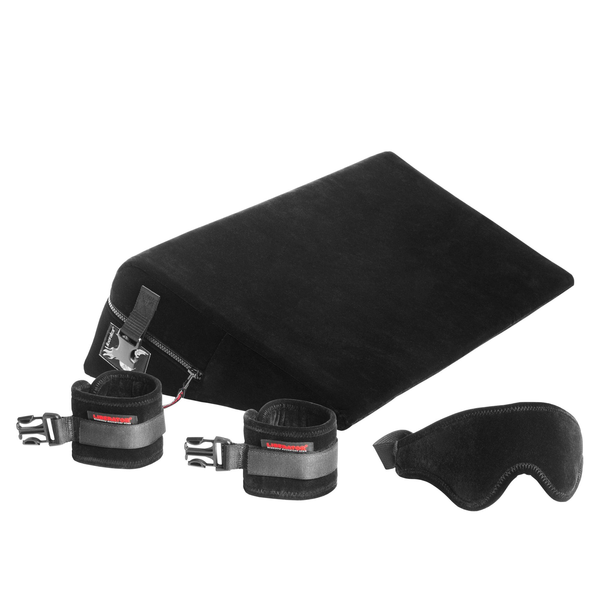 Liberator Black Label Wedge Sex Positioning Pillow with Cuffs, 24 inch - Buy At Luxury Toy X - Free 3-Day Shipping