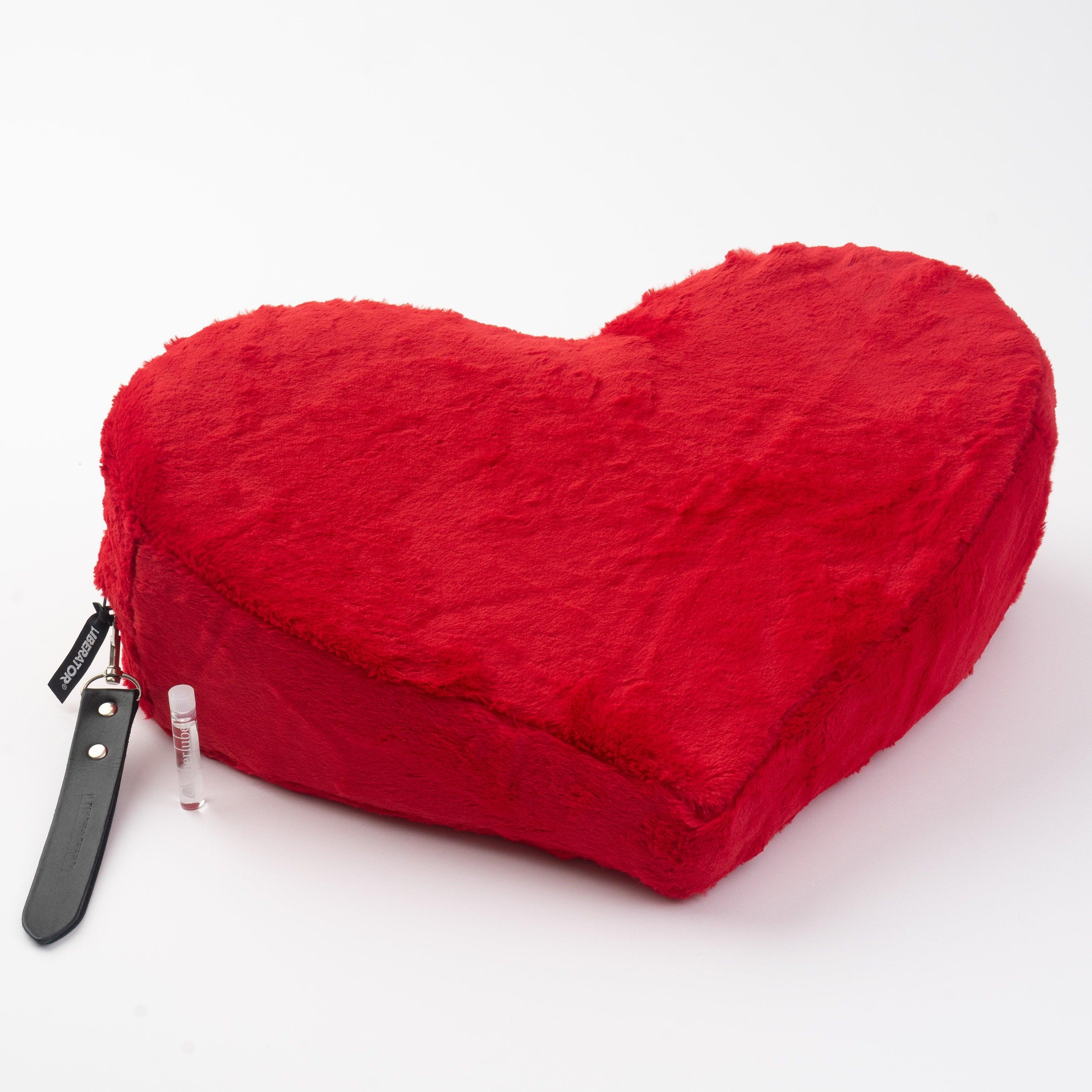 Liberator Heart Wedge Sensual Positioning Pillow - Faux Fur with Leather Slapper + Uberlube Bundle - Buy At Luxury Toy X - Free 3-Day Shipping