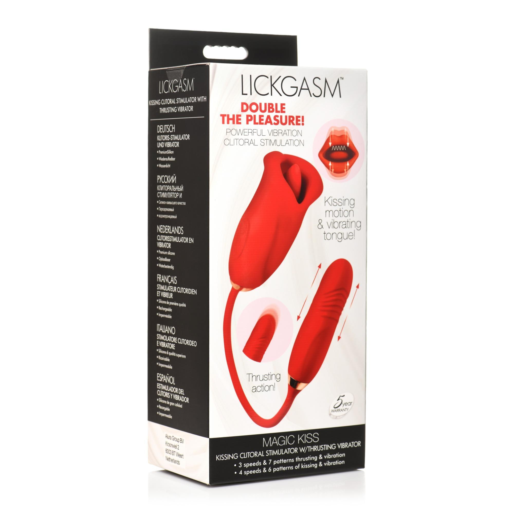 Lickgasm Magic Kiss Kissing Rechargeable Silicone Clitoral Stimulator with Thrusting Vibrator - Buy At Luxury Toy X - Free 3-Day Shipping