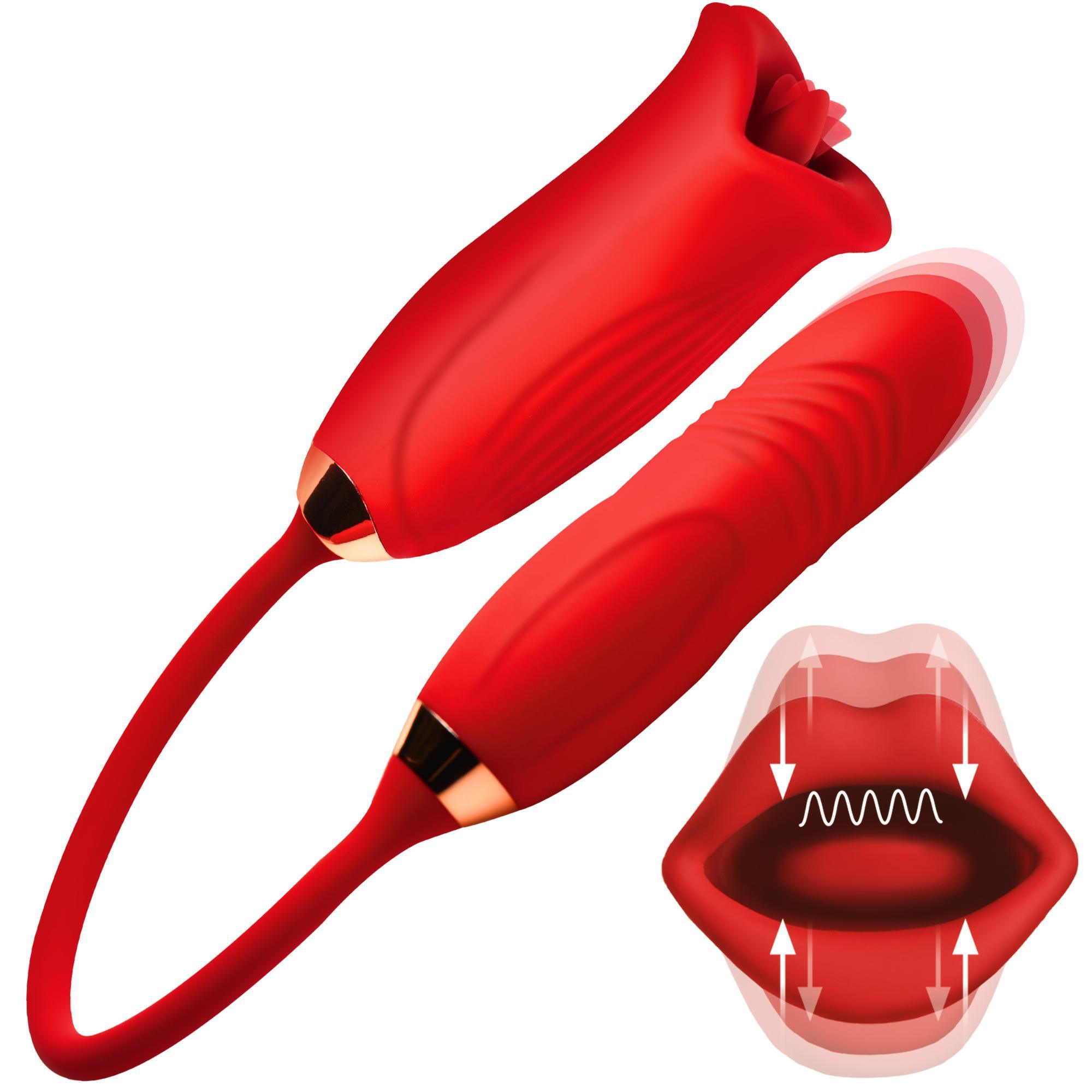 Lickgasm Magic Kiss Kissing Rechargeable Silicone Clitoral Stimulator with Thrusting Vibrator - Buy At Luxury Toy X - Free 3-Day Shipping