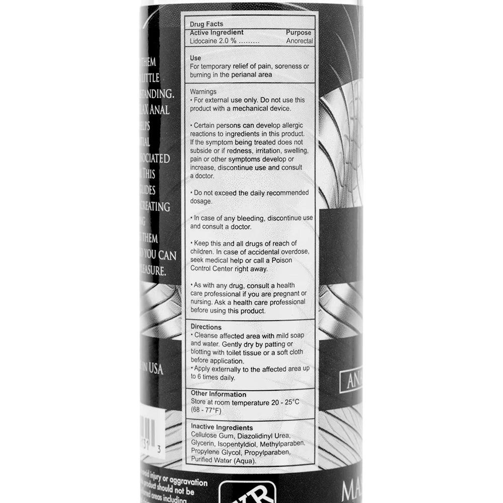 Master Series Ass Relax Water Based Desensitizing Lubricant 4.25oz - Buy At Luxury Toy X - Free 3-Day Shipping