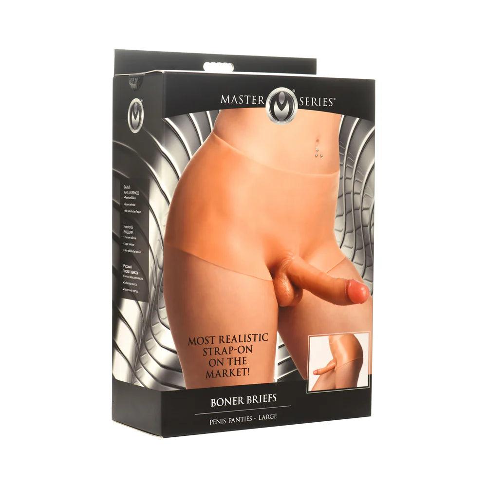 Master Series Boner Brief Penis Panties with Posable Dildo - Vanilla - Buy At Luxury Toy X - Free 3-Day Shipping