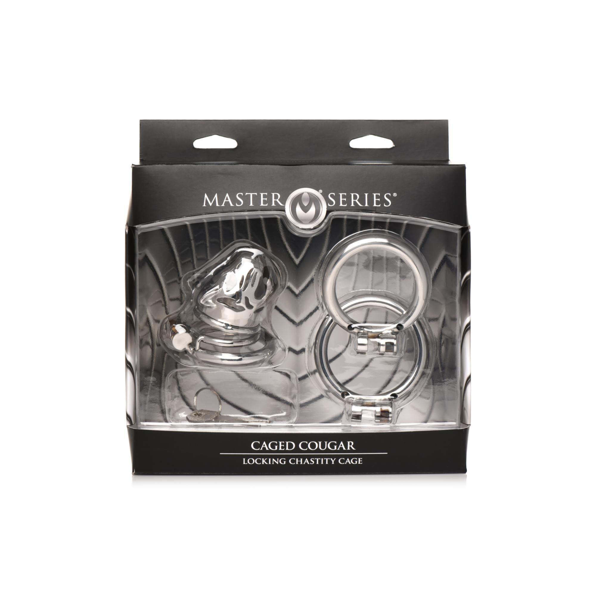 Master Series Caged Cougar Stainless Steel Locking Chastity Cage - Buy At Luxury Toy X - Free 3-Day Shipping
