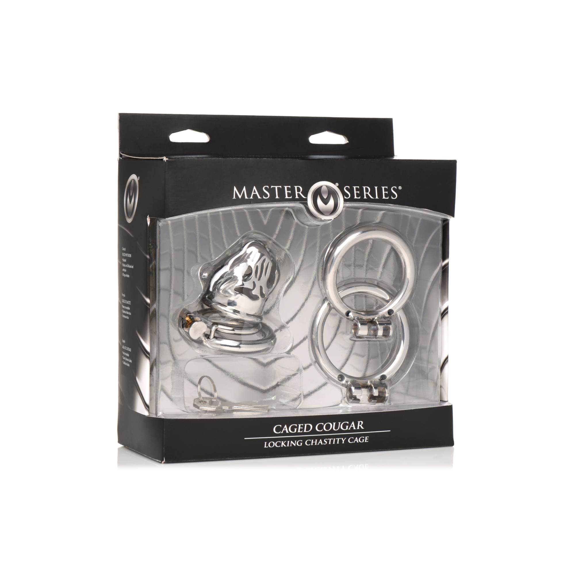 Master Series Caged Cougar Stainless Steel Locking Chastity Cage - Buy At Luxury Toy X - Free 3-Day Shipping