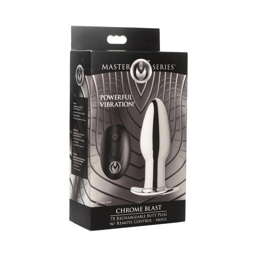 Master Series Chrome Blast 7X Rechargeable Anal Plug with Remote Control - Small - Buy At Luxury Toy X - Free 3-Day Shipping
