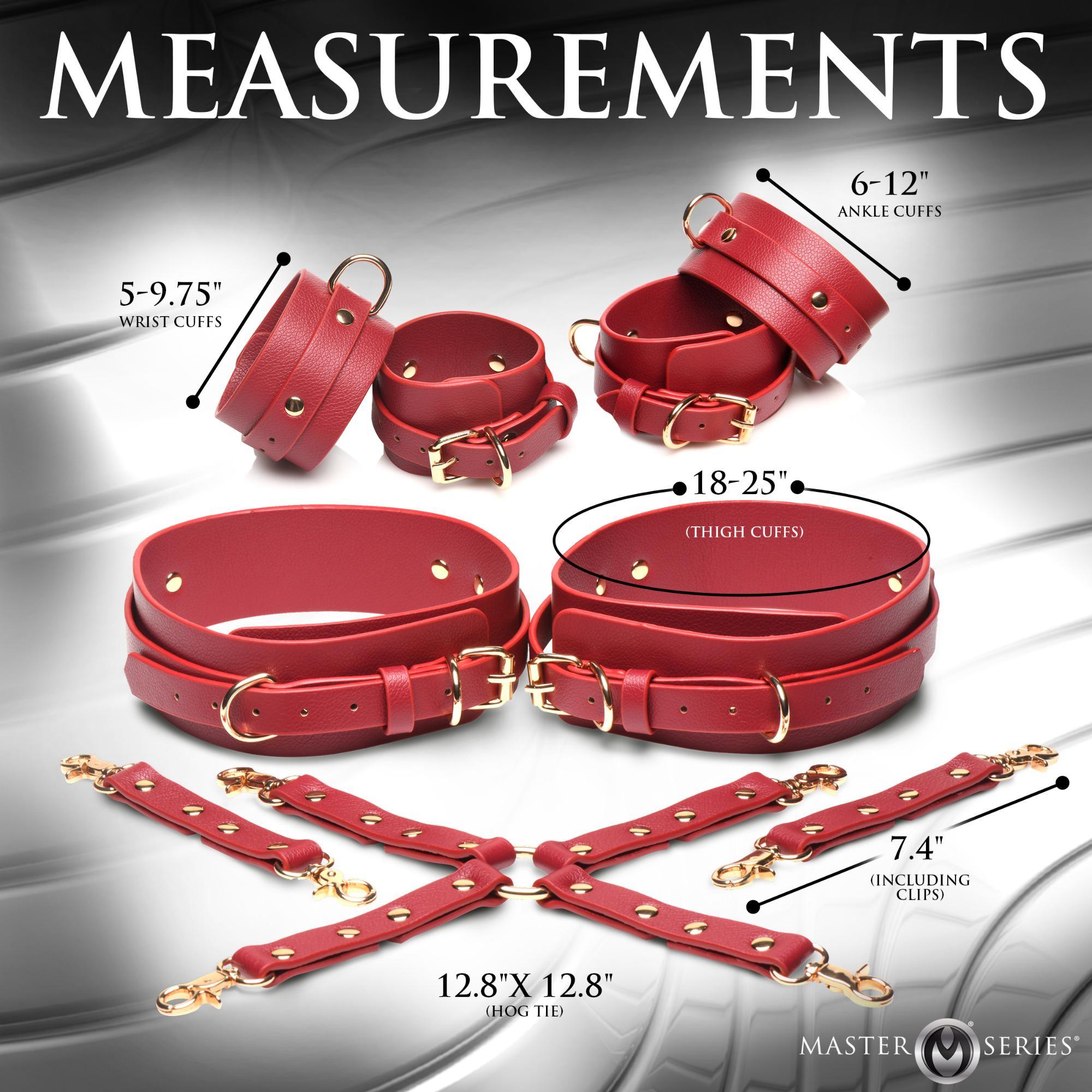 Master Series Crimson Captive Thigh, Wrist, Ankle Hog Tie Restraints - Buy At Luxury Toy X - Free 3-Day Shipping