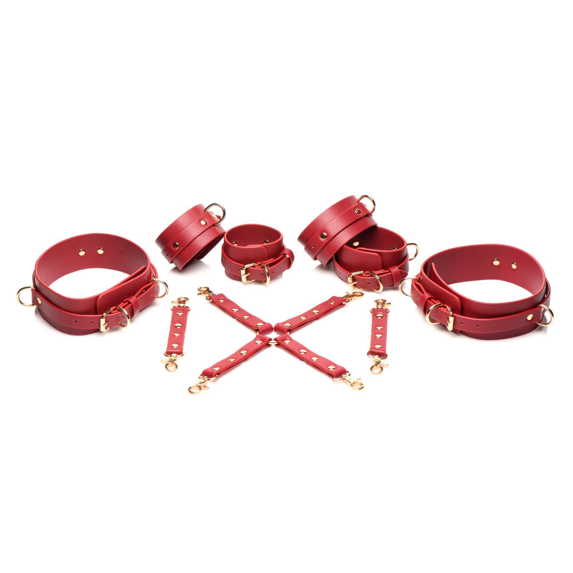 Master Series Crimson Captive Thigh, Wrist, Ankle Hog Tie Restraints - Buy At Luxury Toy X - Free 3-Day Shipping