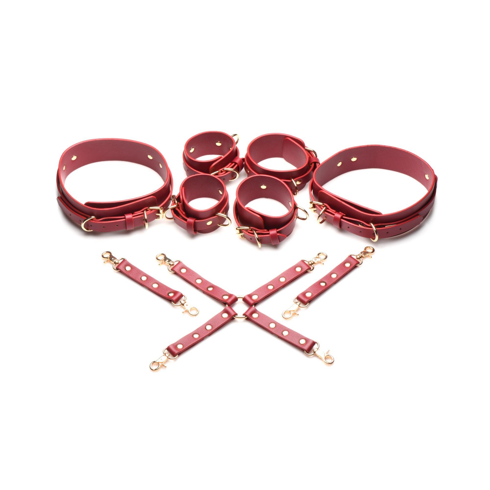 Master Series Crimson Captive Thigh, Wrist, Ankle Hog Tie Restraints - Buy At Luxury Toy X - Free 3-Day Shipping