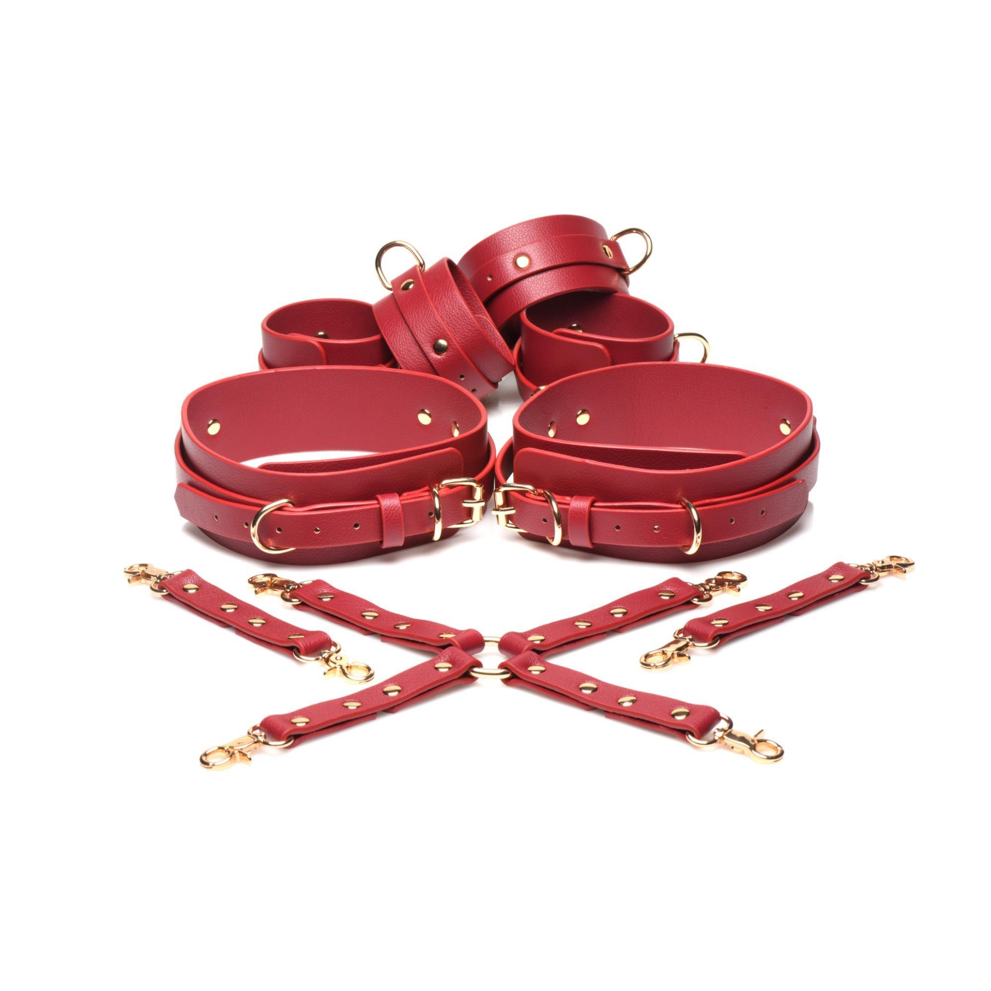 Master Series Crimson Captive Thigh, Wrist, Ankle Hog Tie Restraints - Buy At Luxury Toy X - Free 3-Day Shipping