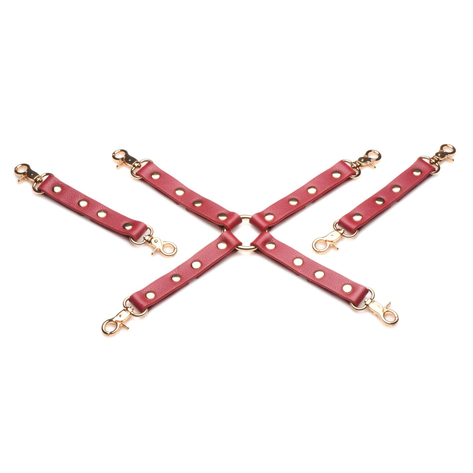 Master Series Crimson Captive Thigh, Wrist, Ankle Hog Tie Restraints - Buy At Luxury Toy X - Free 3-Day Shipping