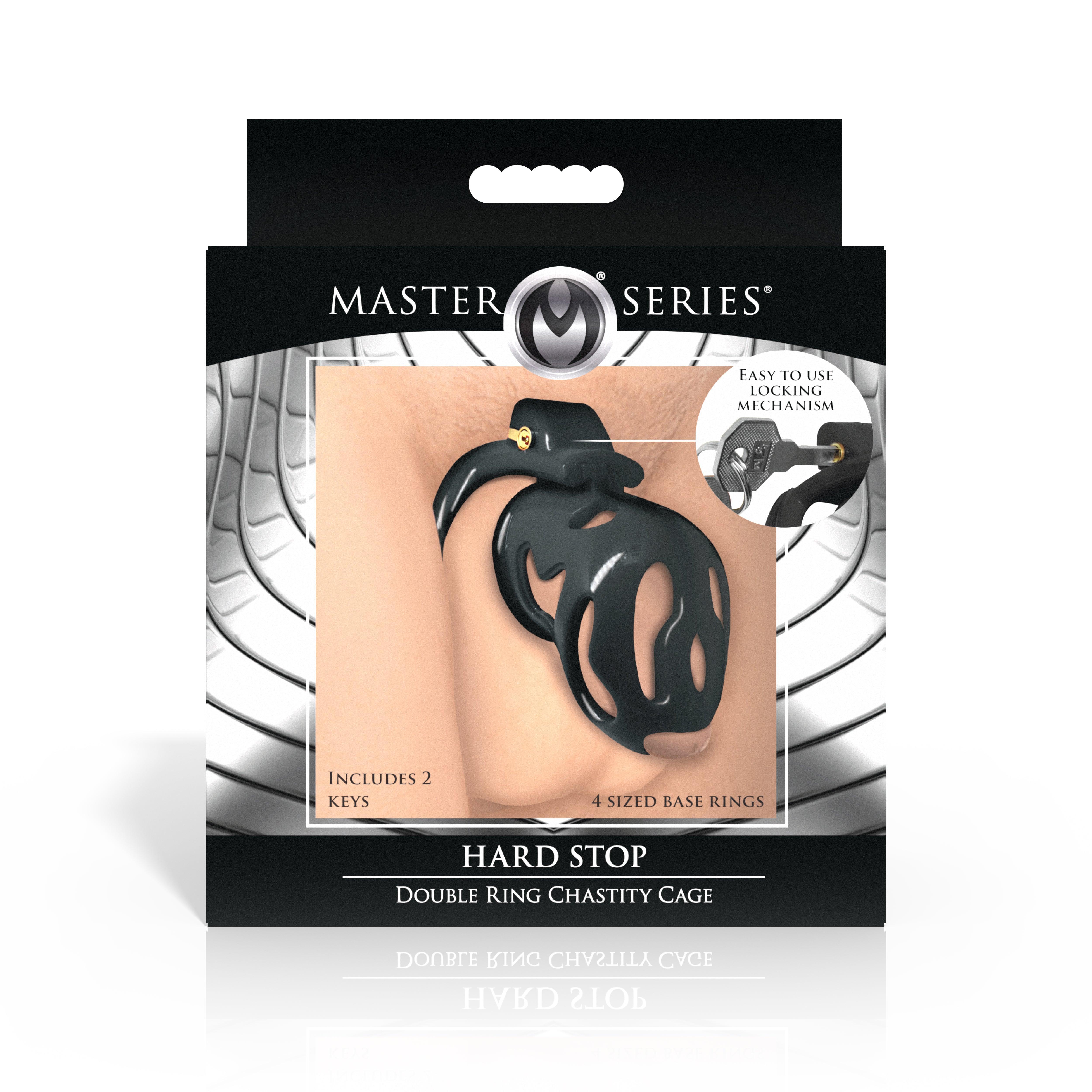 Master Series Hard Stop Double Ring Chastity Cage - Buy At Luxury Toy X - Free 3-Day Shipping