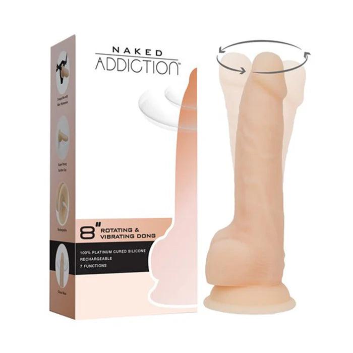 Naked Addiction Silicone Rechargeable Vibrating and Rotating Dildo 8in - Buy At Luxury Toy X - Free 3-Day Shipping
