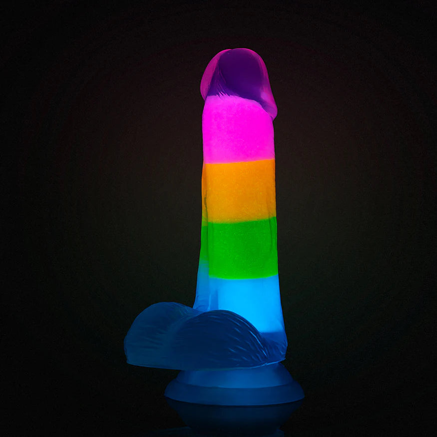 Neo Elite Glow in the Dark Silicone Rainbow Rave Dildo - Buy At Luxury Toy X - Free 3-Day Shipping