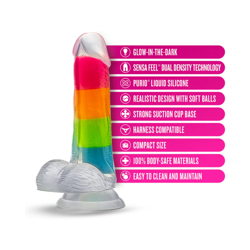 Neo Elite Glow in the Dark Silicone Rainbow Rave Dildo - Buy At Luxury Toy X - Free 3-Day Shipping