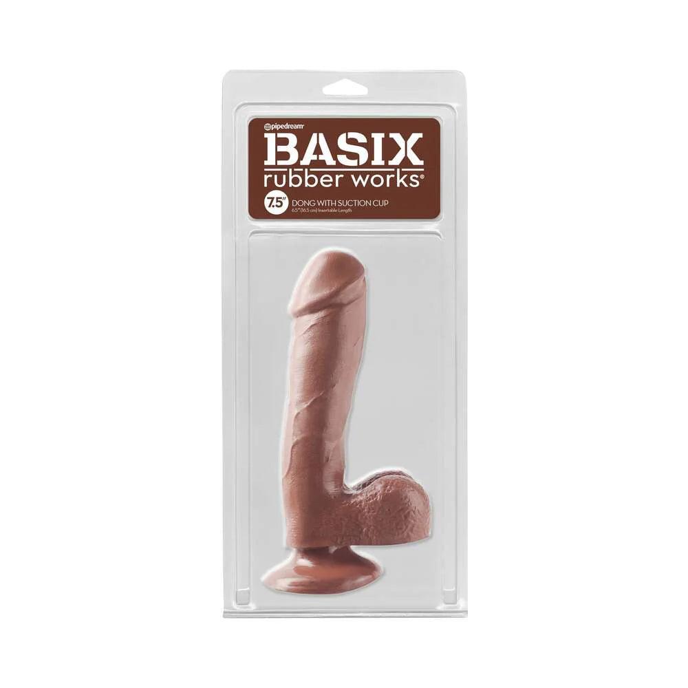 Pipedream Basix Rubber Works 7.5 in. Dong With Balls & Suction Cup Brown - Buy At Luxury Toy X - Free 3-Day Shipping