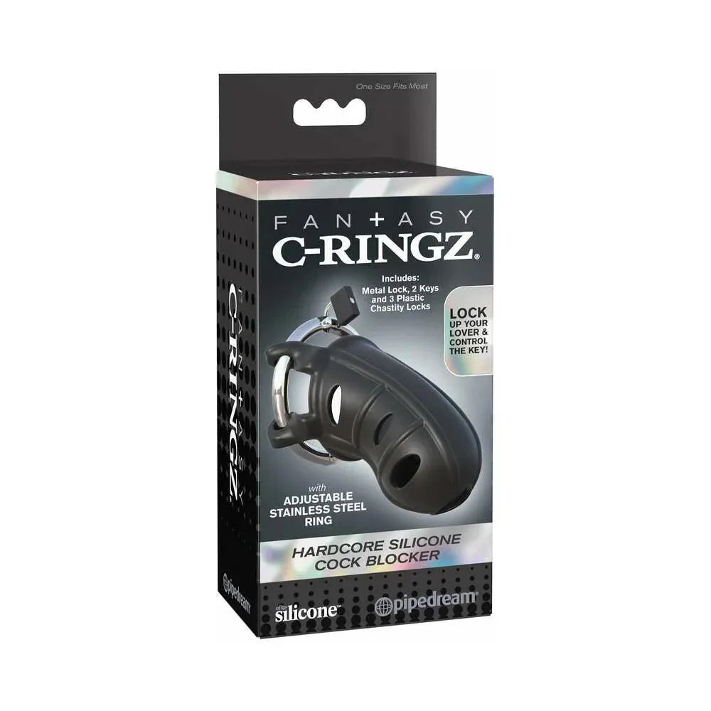 Pipedream Fantasy C-Ringz Hardcore Silicone Cock Blocker Locking Chastity Cage - Buy At Luxury Toy X - Free 3-Day Shipping