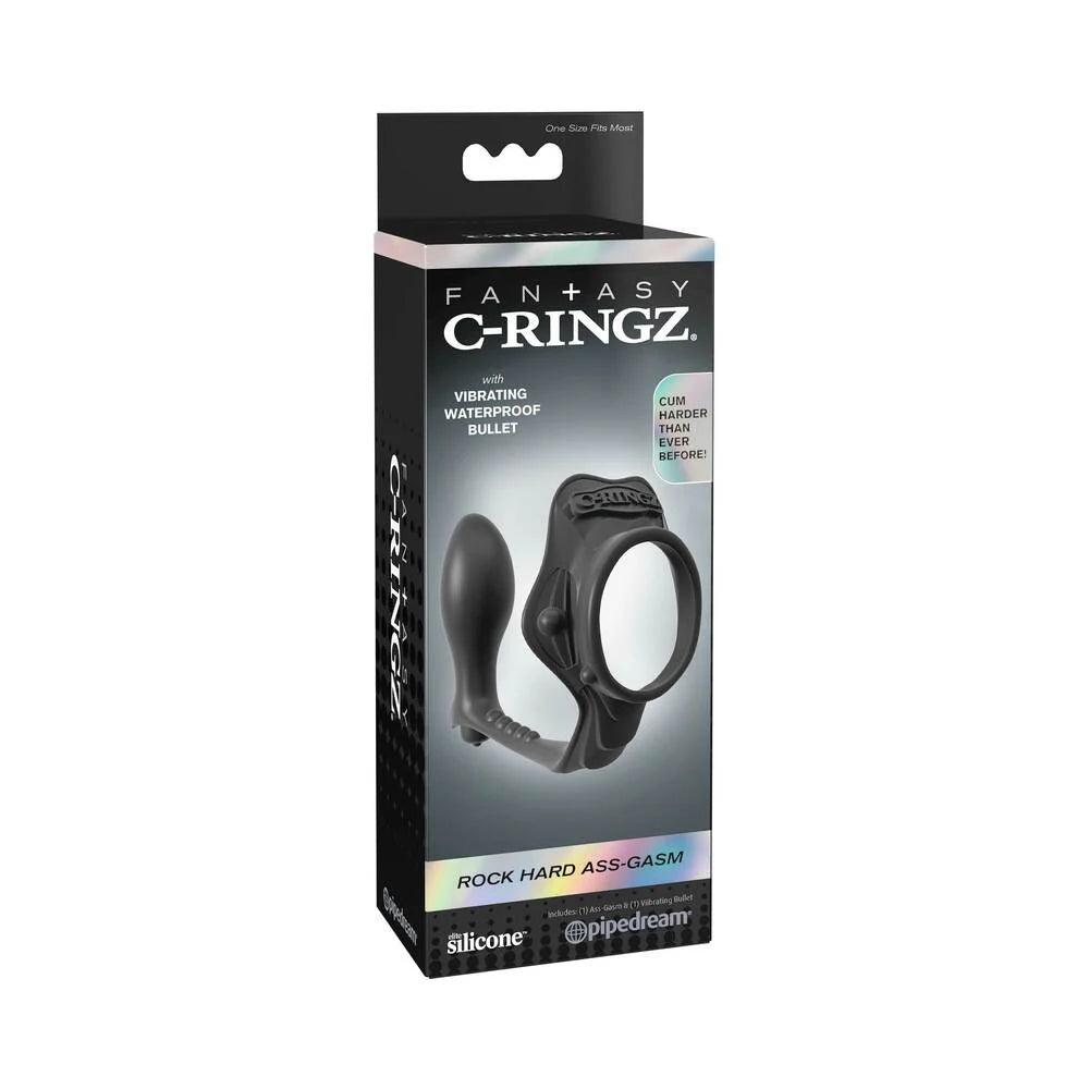 Pipedream Fantasy C-Ringz Rock Hard Ass-Gasm Vibrating Silicone Cockring With Anal Plug - Buy At Luxury Toy X - Free 3-Day Shipping