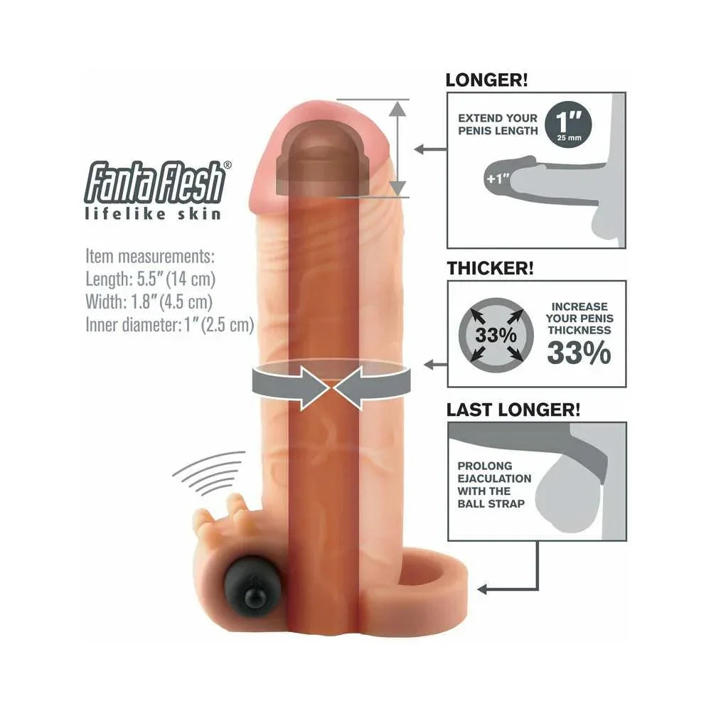 Pipedream Fantasy X-tensions Vibrating Real Feel 1 in. Extension With Ball Strap - Buy At Luxury Toy X - Free 3-Day Shipping