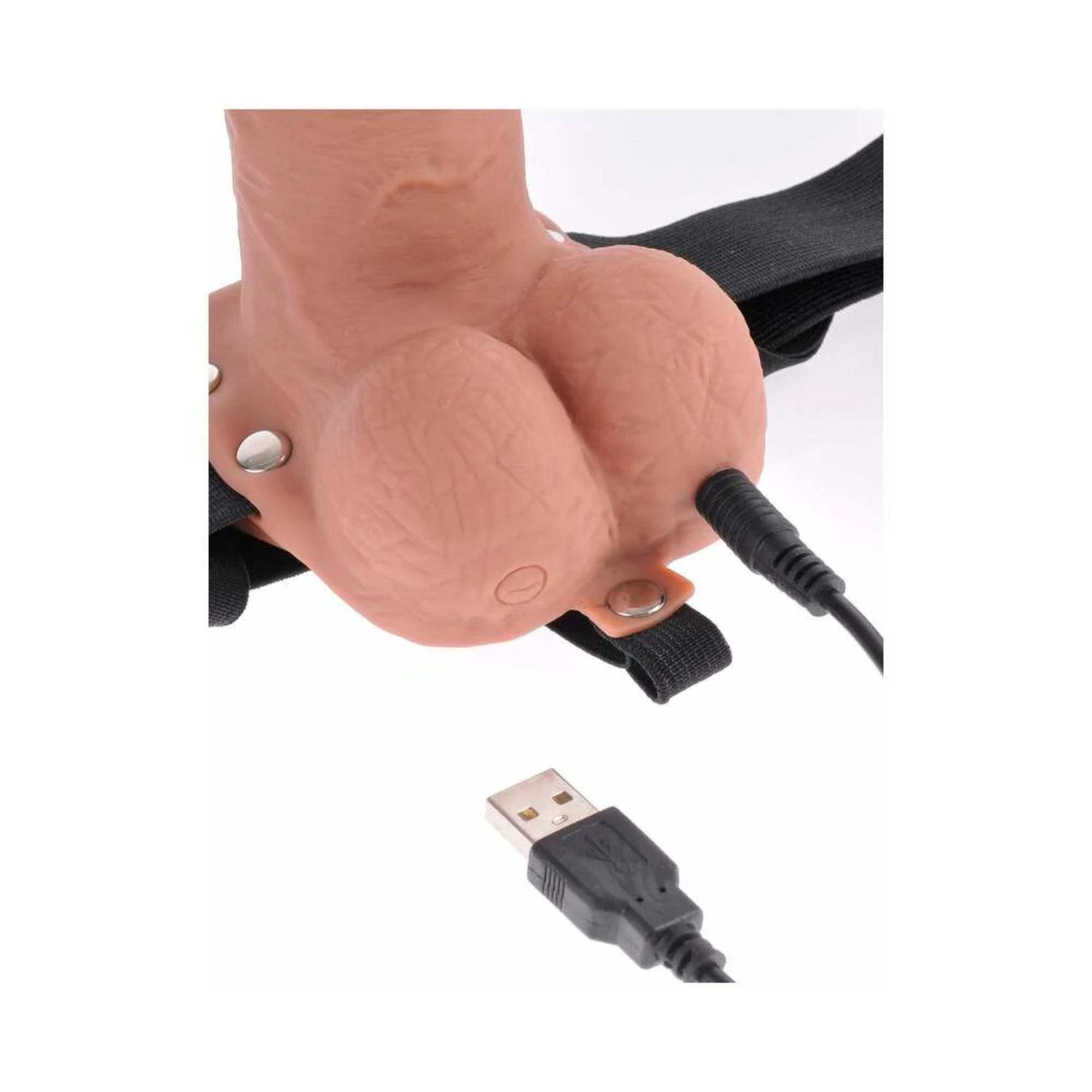 Pipedream Fetish Fantasy Series Vibrating 7 in. Hollow Strap-On With Balls - Buy At Luxury Toy X - Free 3-Day Shipping