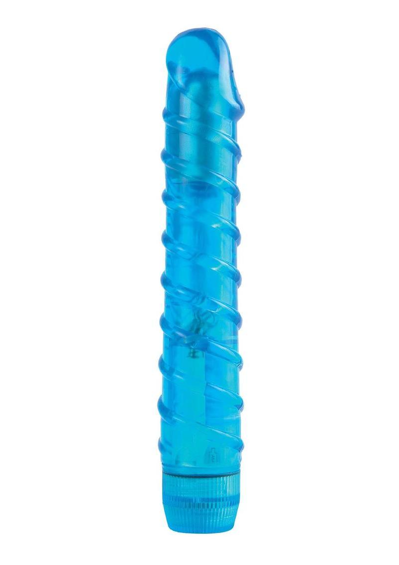 Pipedream Juicy Jewels Aqua Crystal Ribbed Semi-Realistic Vibrator - Buy At Luxury Toy X - Free 3-Day Shipping
