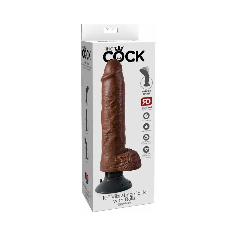 Pipedream King Cock 10 in. Vibrating Cock With Balls Poseable Suction Cup Dildo - Buy At Luxury Toy X - Free 3-Day Shipping