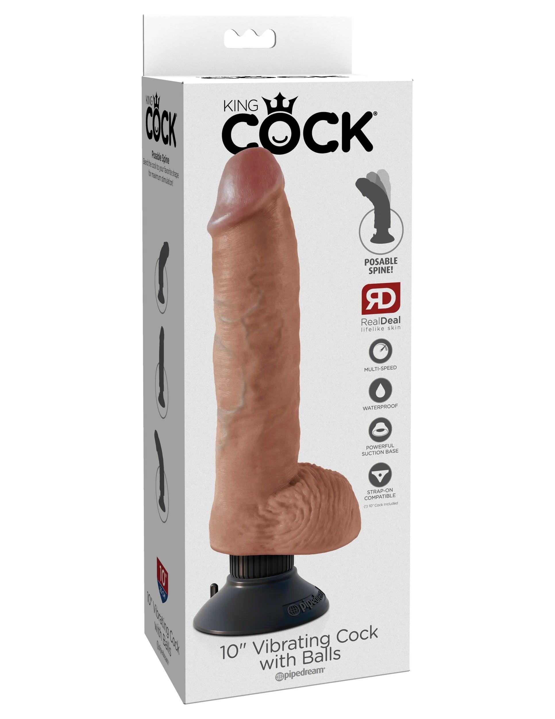 Pipedream King Cock 10 in. Vibrating Cock With Balls Poseable Suction Cup Dildo - Buy At Luxury Toy X - Free 3-Day Shipping