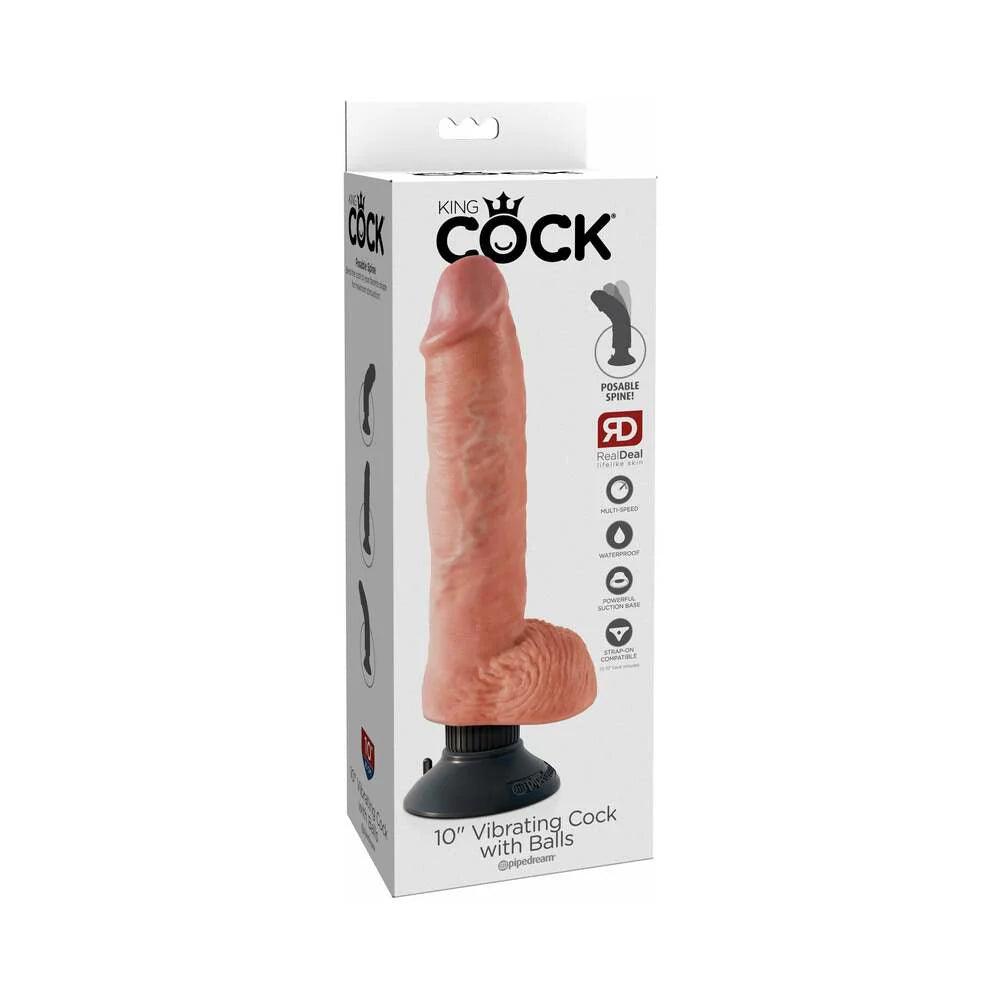 Pipedream King Cock 10 in. Vibrating Cock With Balls Poseable Suction Cup Dildo - Buy At Luxury Toy X - Free 3-Day Shipping